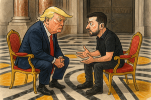 Das erste Treffen nach dem Streit im Weißen Haus: US-Präsident Donald Trump und Kiews Staatschef Wolodymyr Selenskyj sitzen sich im Petersdom am Rande der Trauerfeier für Papst Franziskus gegenüber.