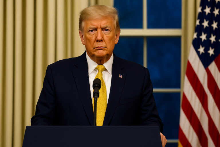 US-Präsident Donald Trump hinter einem Rednerpult.
